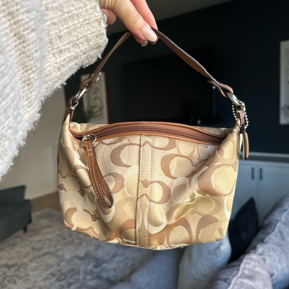 Coach Signature Beige and Brown Bag